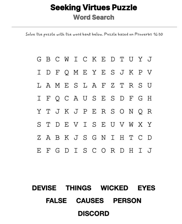 A Crown of Gray word-search